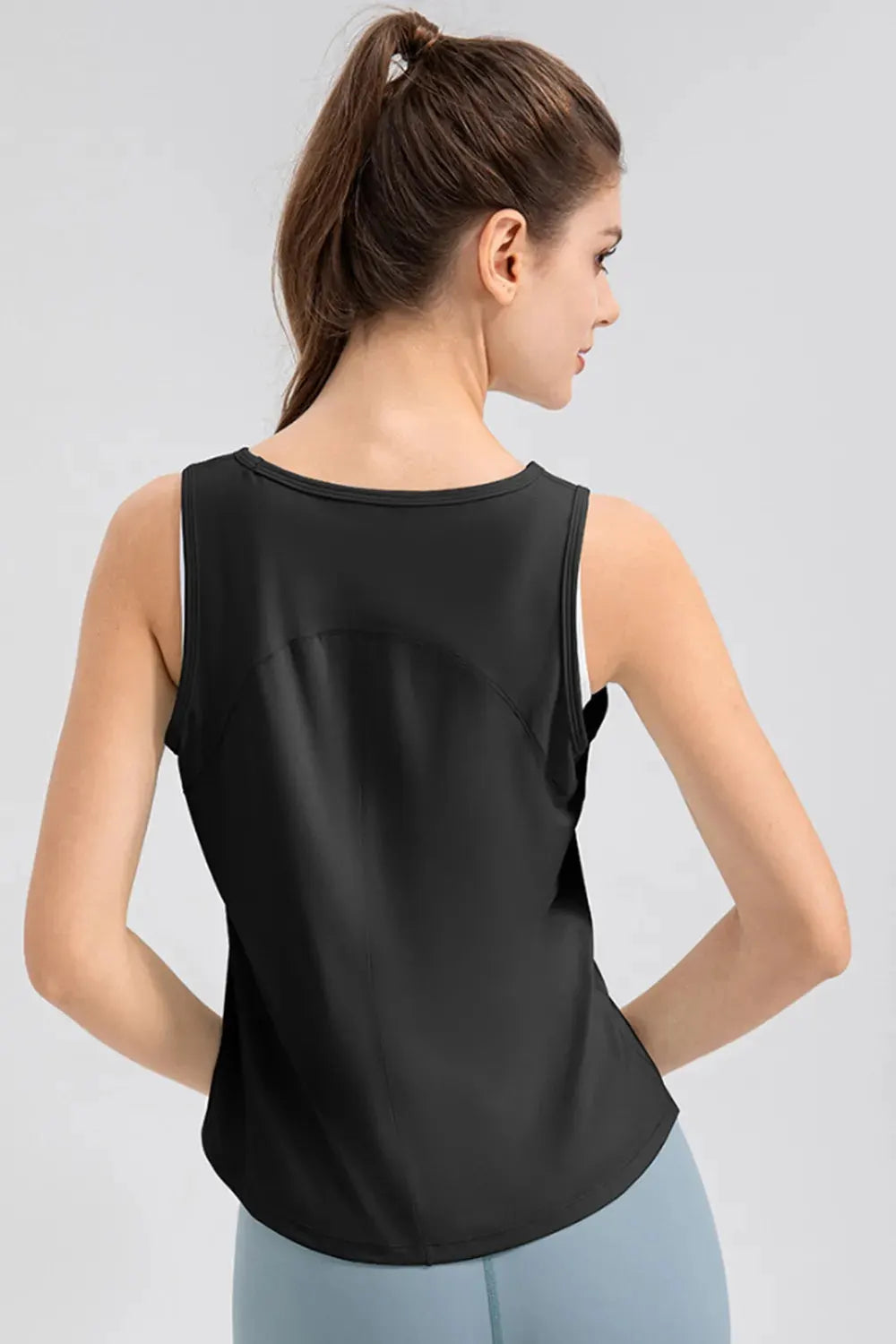 Wide Strap Round Neck Active Tank by Partner Label