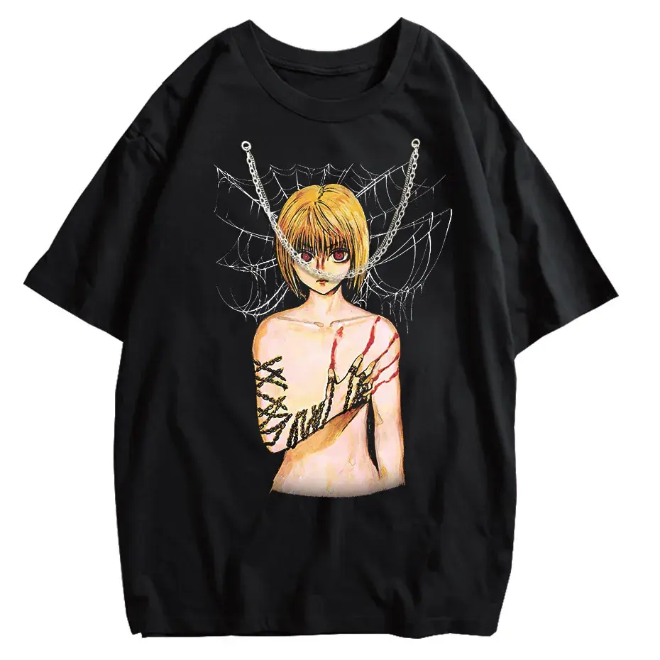 Men's Hip Hop Streetwear Anime Graphic T-Shirt Oversized Cotton Tee by Vimost Shop
