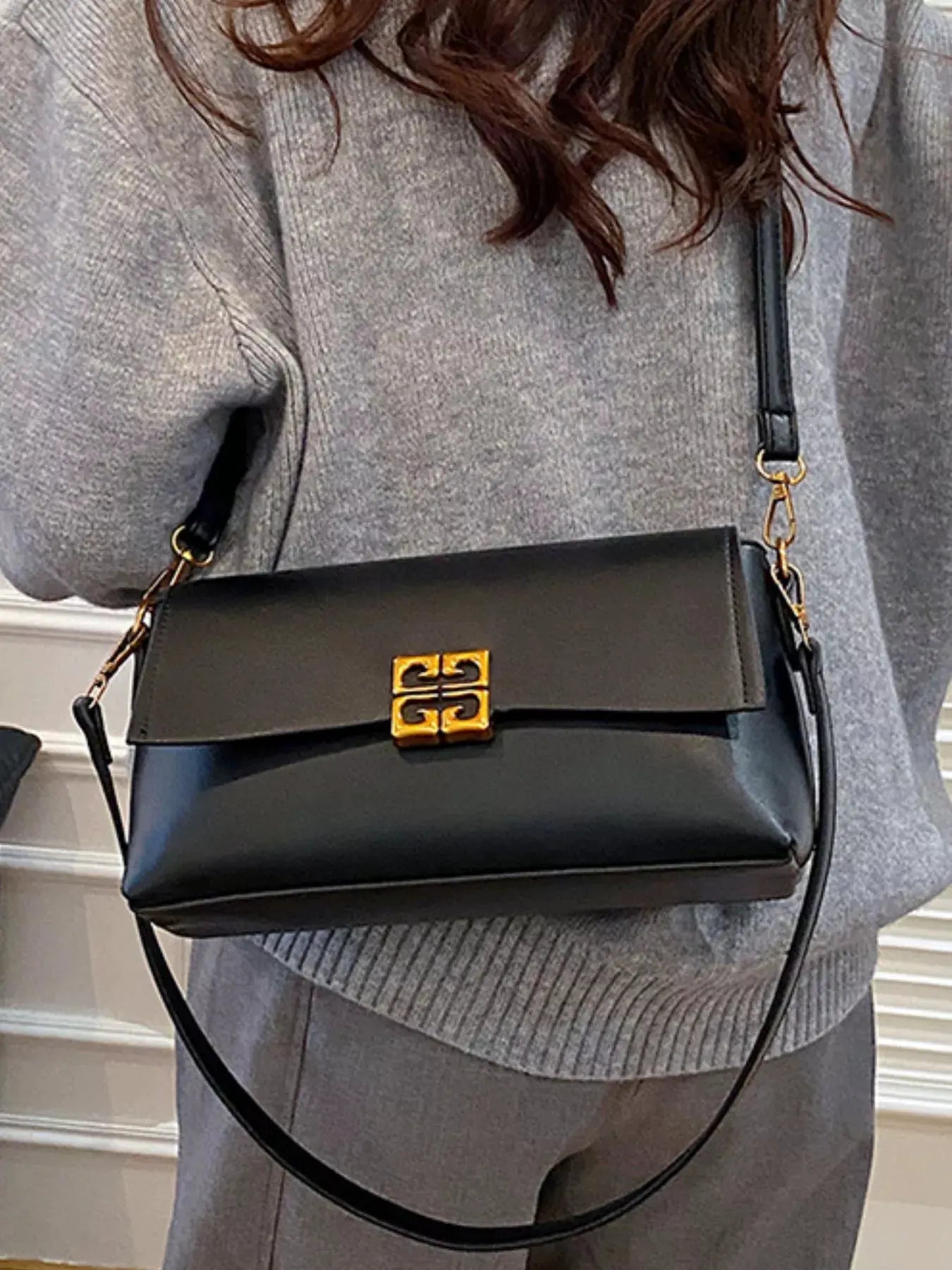 Leather Flap Crossbody Bag by Partner Label