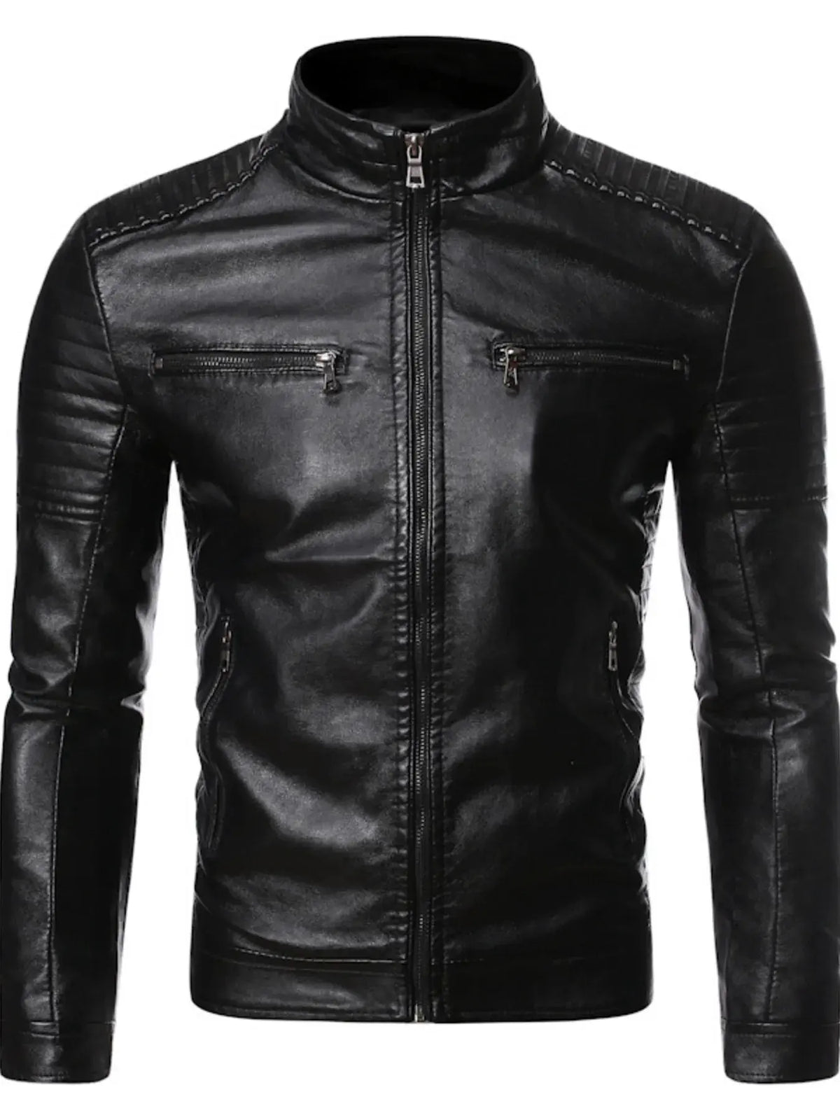 Men's Plus Size Zip Up Motorcycle Jacket by Partner Label
