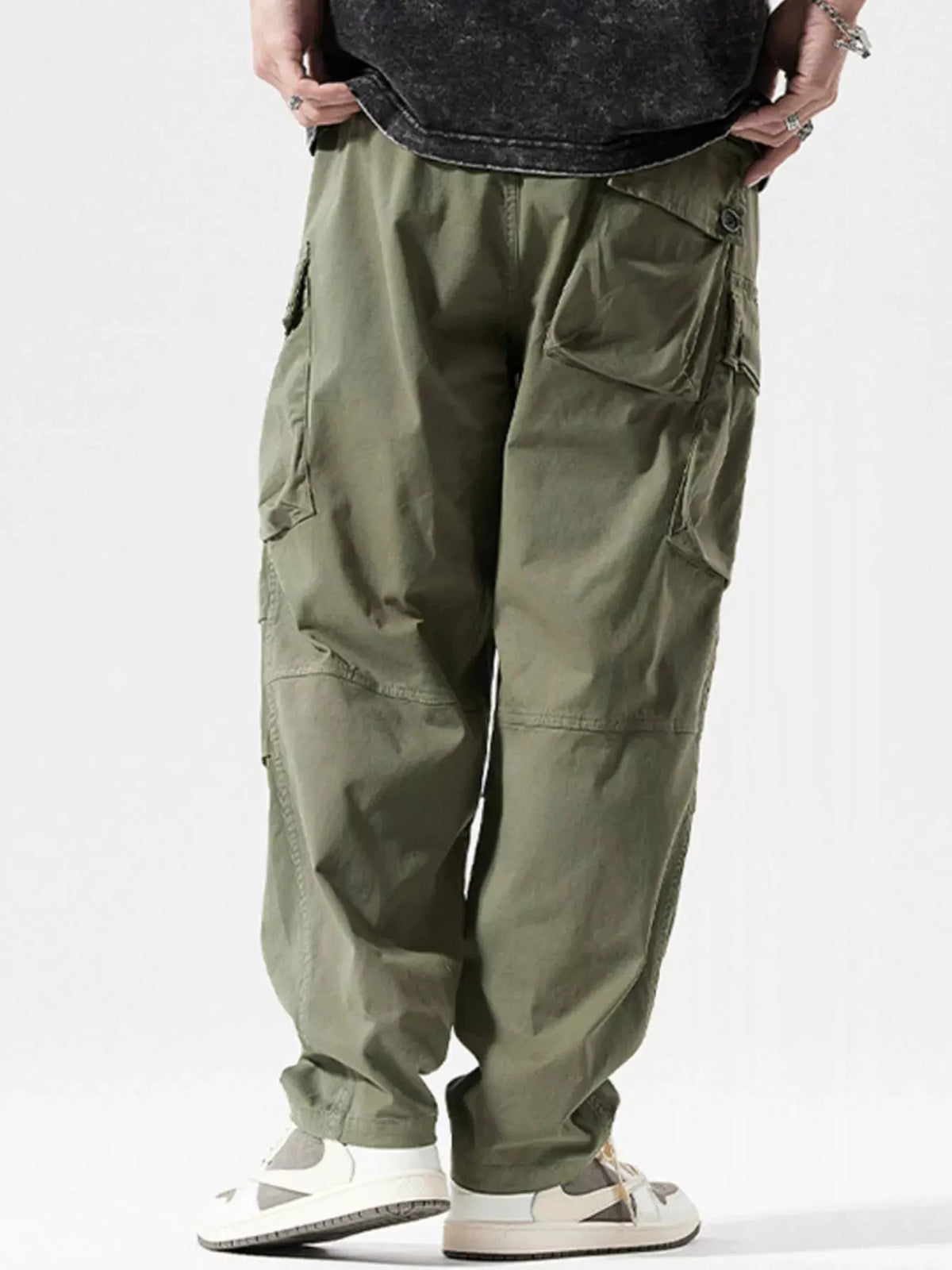 Men's Full Size Loose Fit Multi-Pocket Cargo Pants Plus Size by Partner Label
