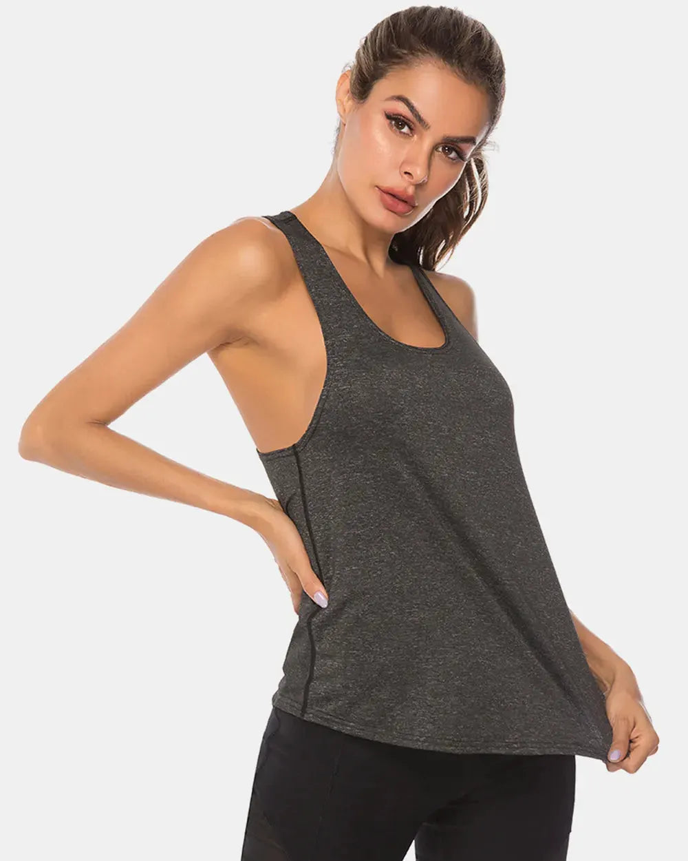 Full Size Scoop Neck Wide Strap Active Tank by Partner Label