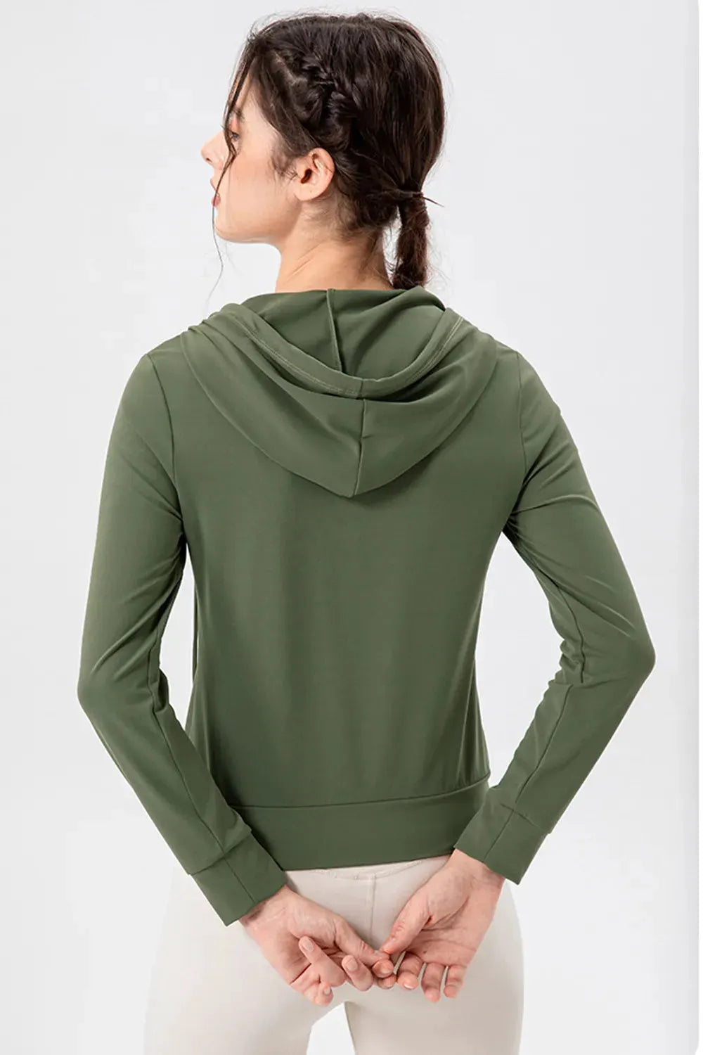 Drawstring Zip Up Hooded Active Outerwear by Partner Label