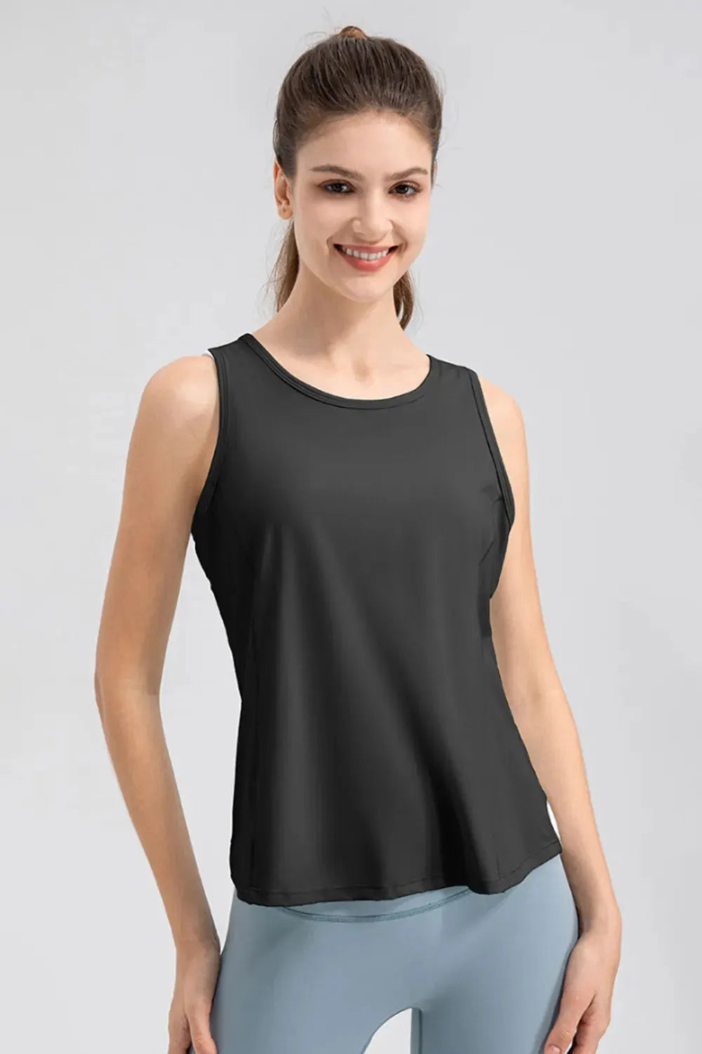 Wide Strap Round Neck Active Tank by Partner Label