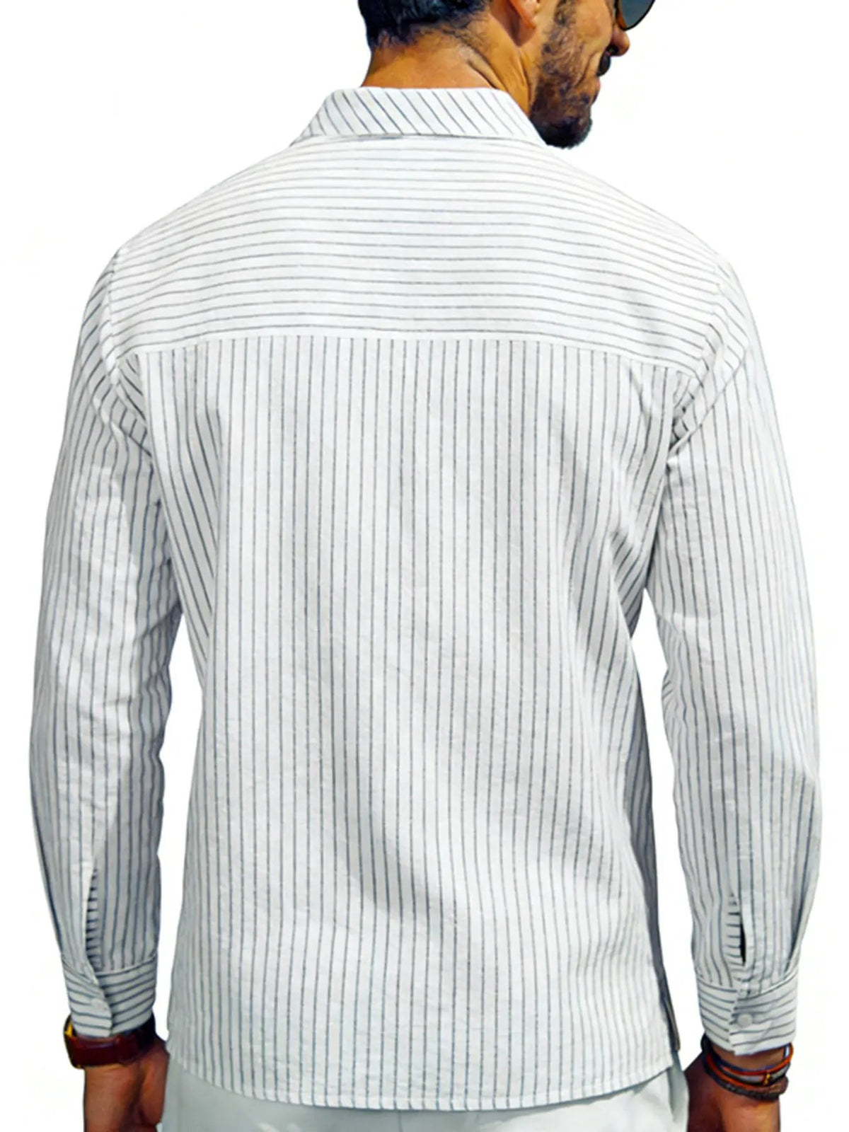 Men's Full Size Striped Long Sleeve Shirt Plus Size by Trendsi
