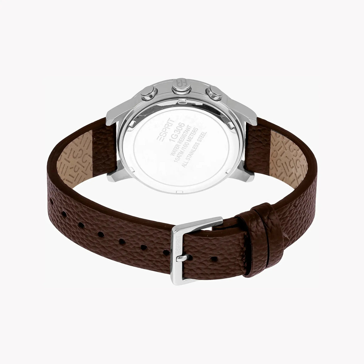Esprit Men's Brown Leather Watch, Black Dial | Es1g081m0015 by ESPRIT