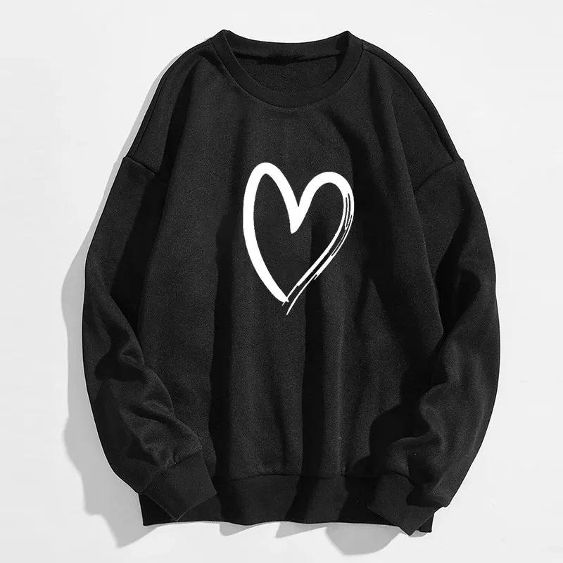 Printed Heart Trendy Sweater For Women by Maiden-Art