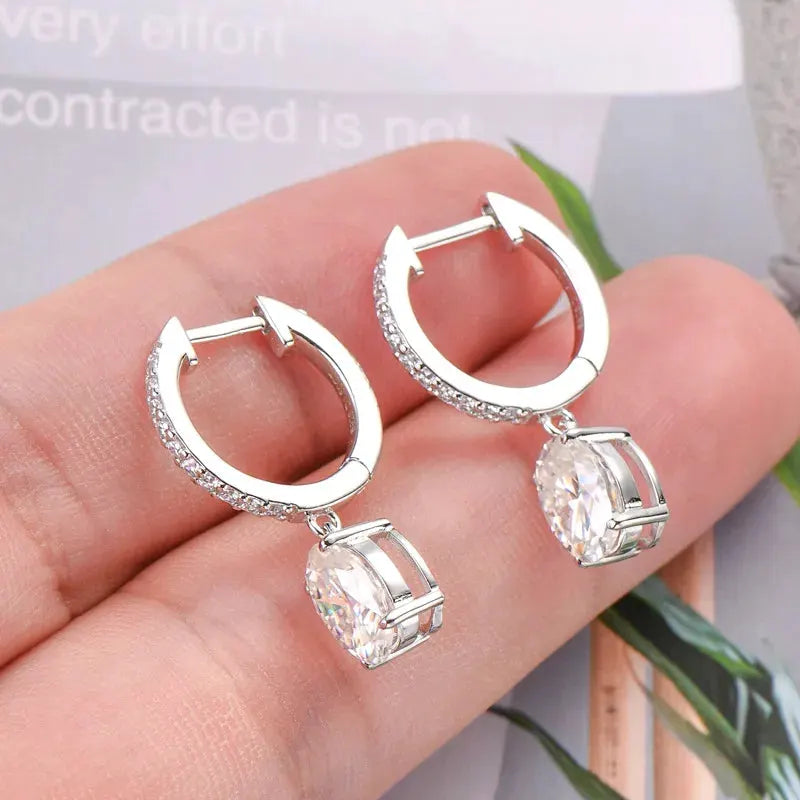 3 Carat Moissanite 925 Sterling Silver Earrings by Partner Label
