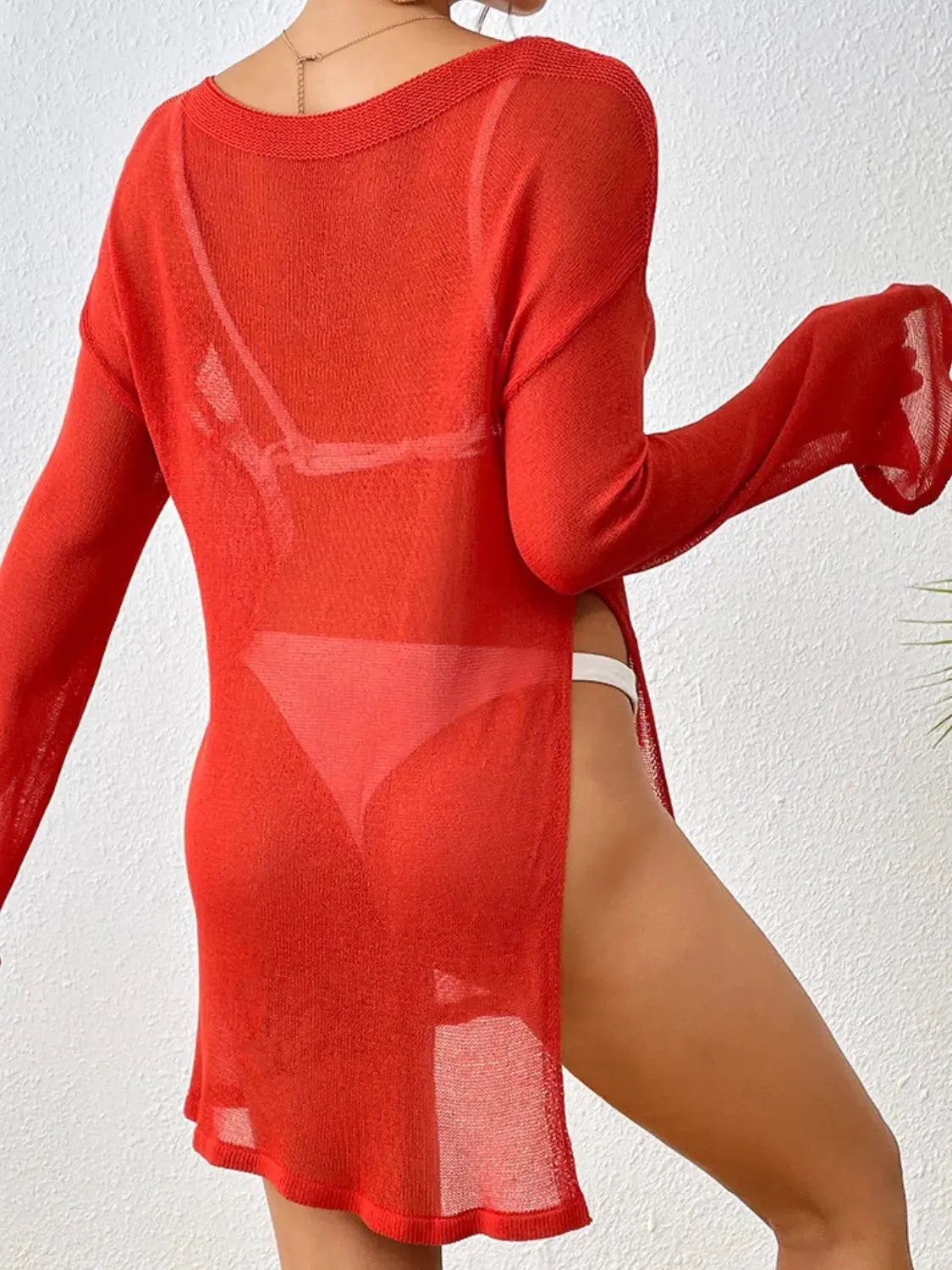 Round Neck Slit Cover-Up by Partner Labels