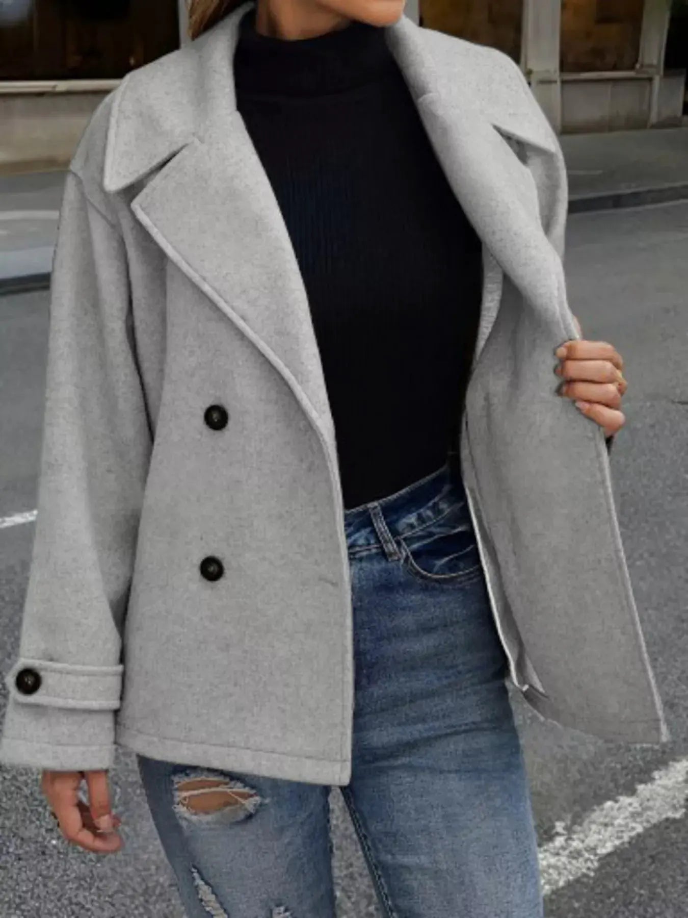 Double-Breasted Wool Blend Casual Jacket by Partner Label