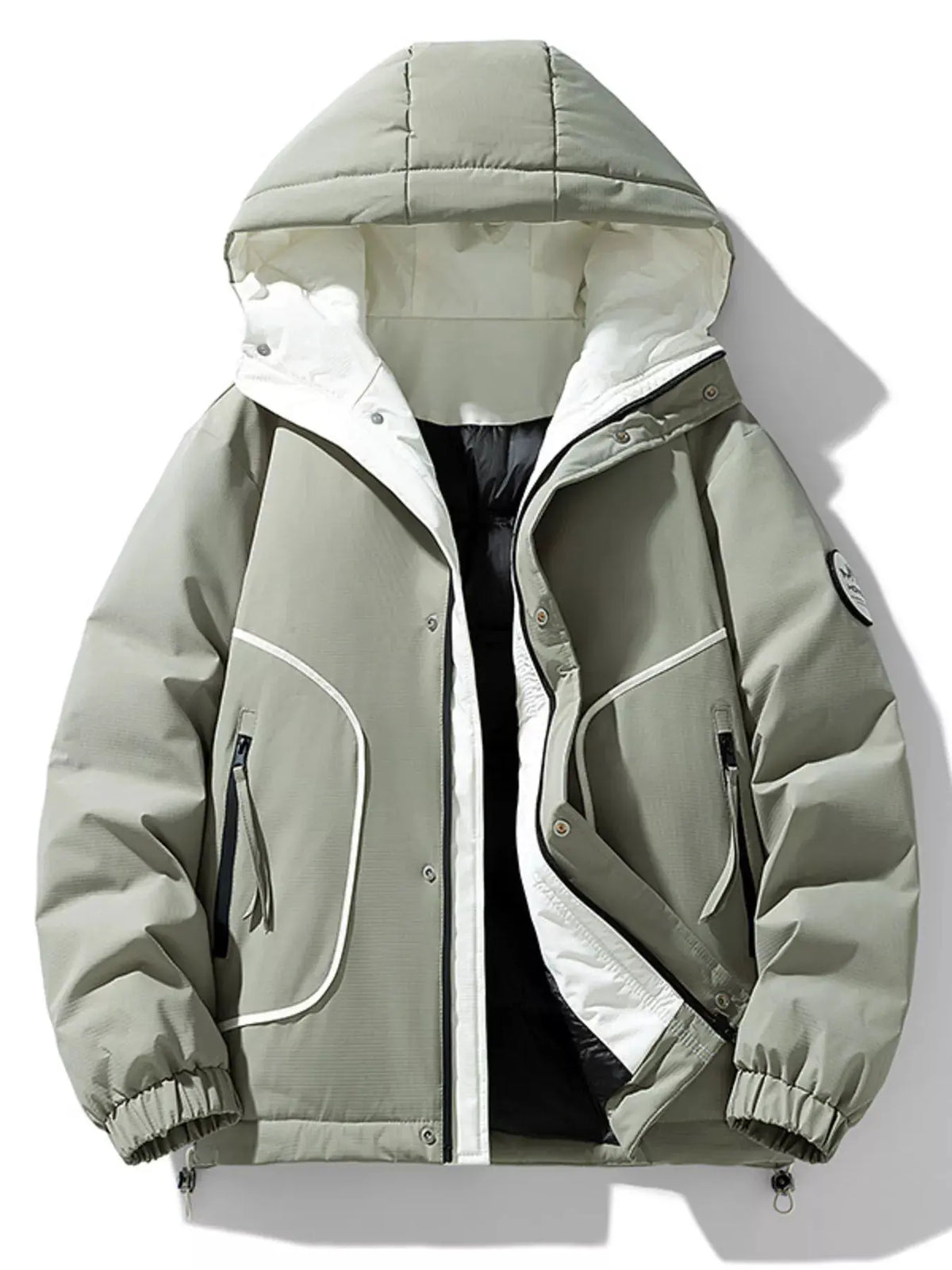 Men's Plus Size Contrast Hooded Puffer Jacket by Partner Label