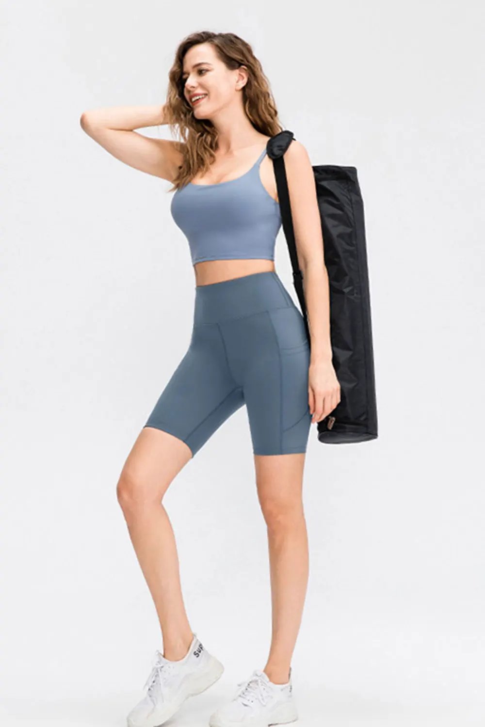 Wide Waistband Sports Shorts with Pockets by Partner Label