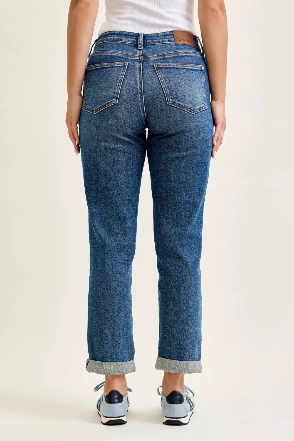 Judy Blue Mid Rise Boyfriend Embroidered Repair Patch Jeans by Judy Blue