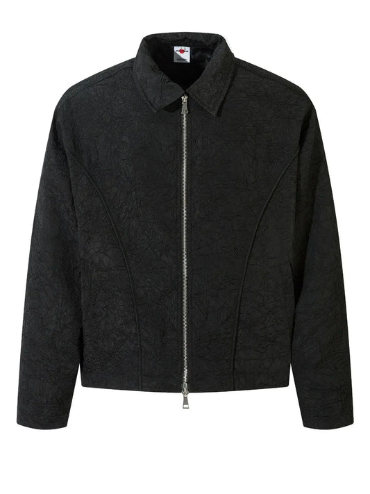 Textured Bomber Collared Neck Zip Up Jacket by Partner Label