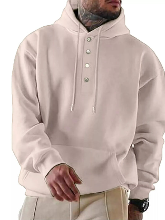 Men's Full Size Drawstring Kangaroo Pocket Hoodie Plus Size by Partner Label