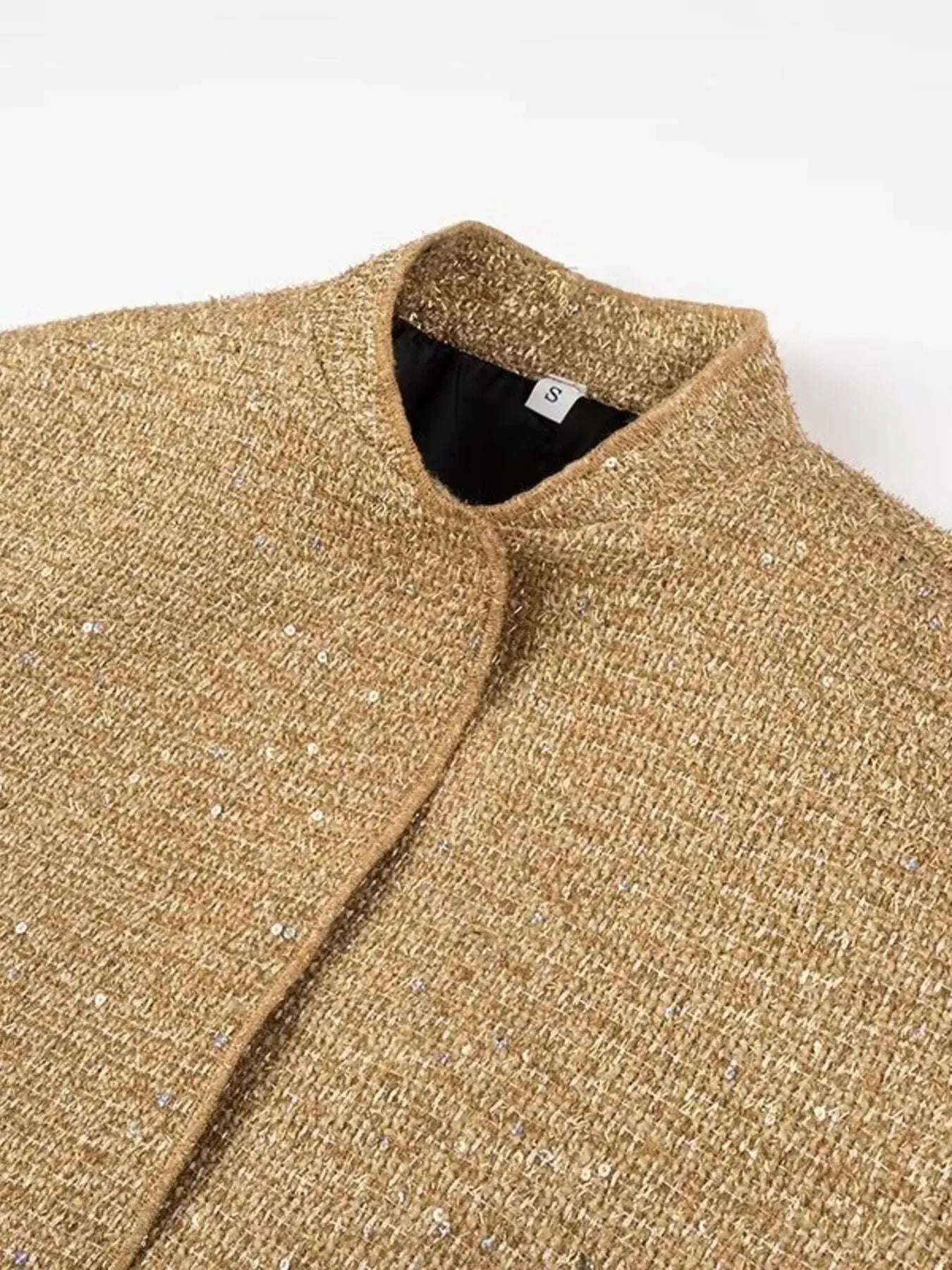 Sequin Long Sleeve Jacket with Pockets by Partner Label