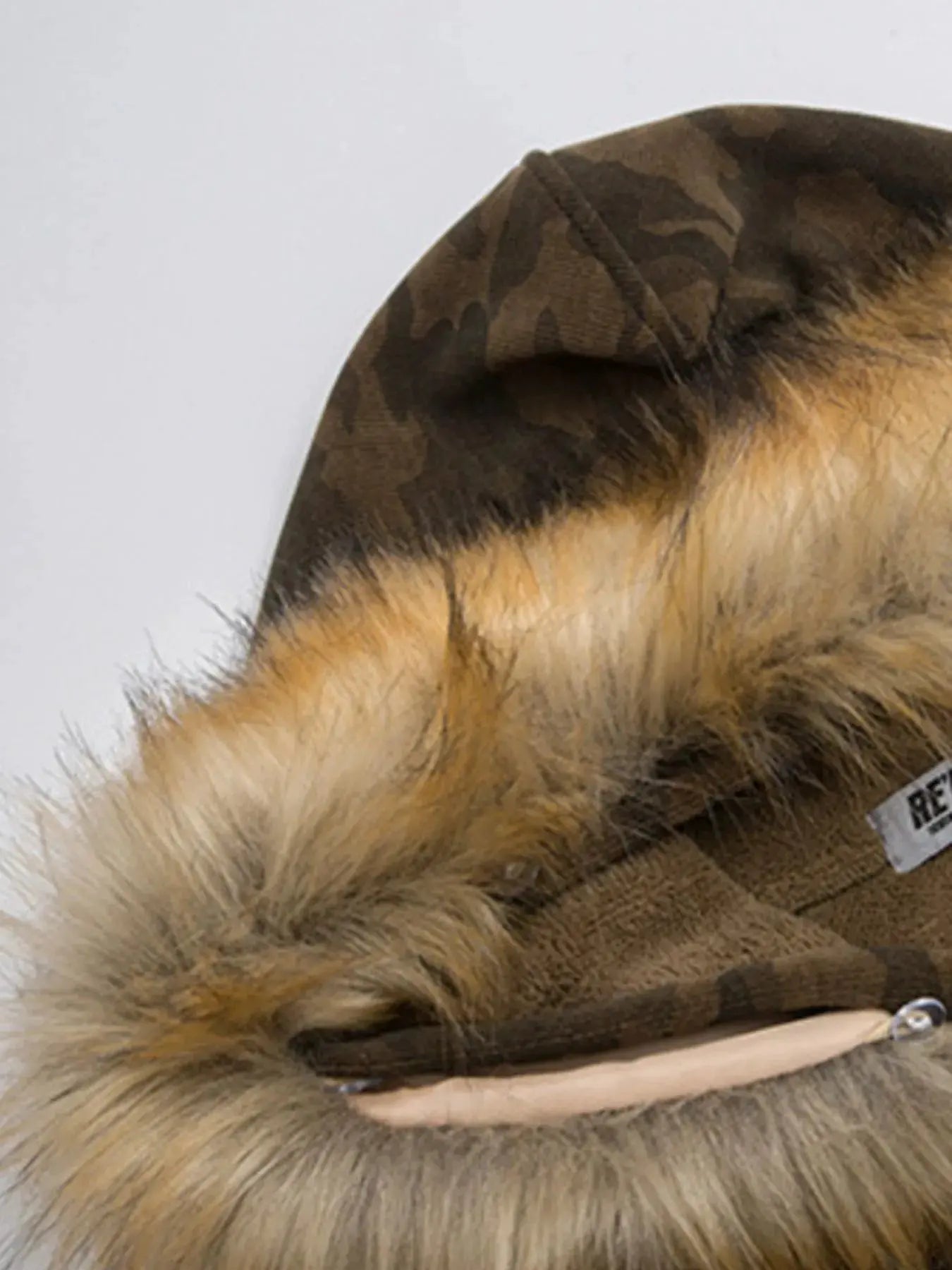 Men's Camouflage Faux Fur Hood Jacket by Partner Label