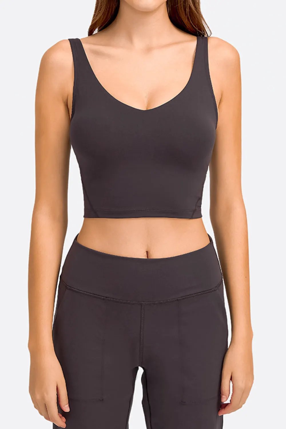 Millennia Deep V-Neck Crop Sports Bra by Millennia