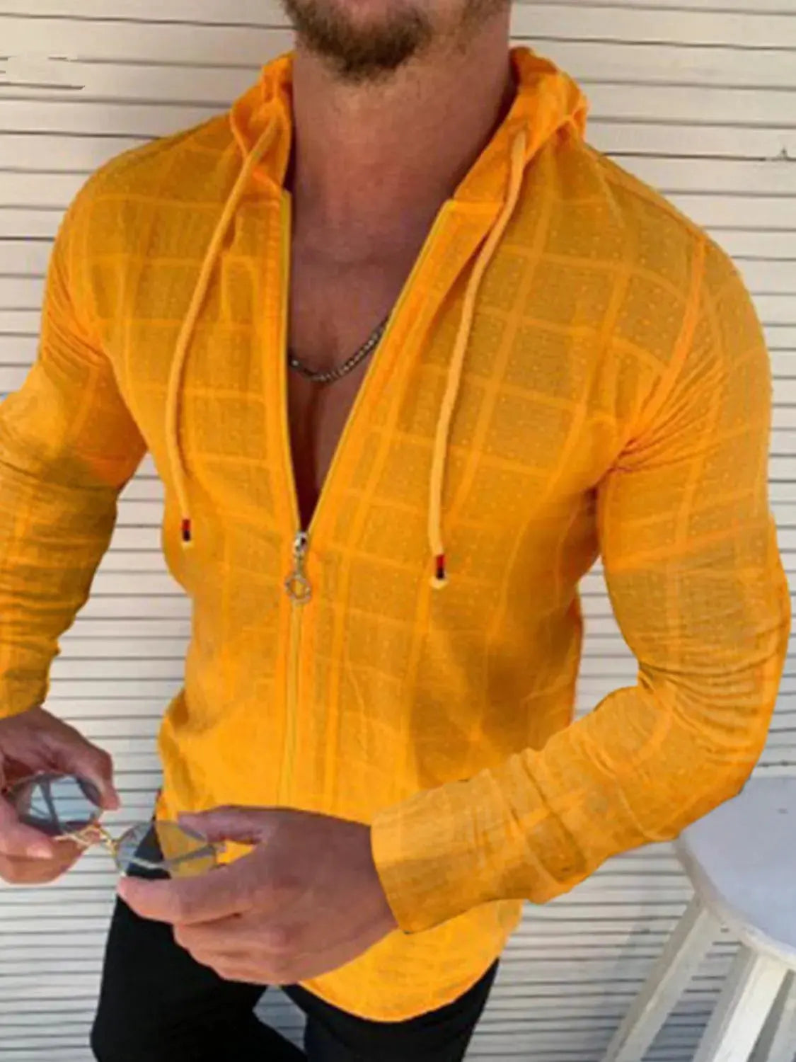 Men's Full Size Zip Up Long Sleeve Hooded Top Plus Size by Trendsi