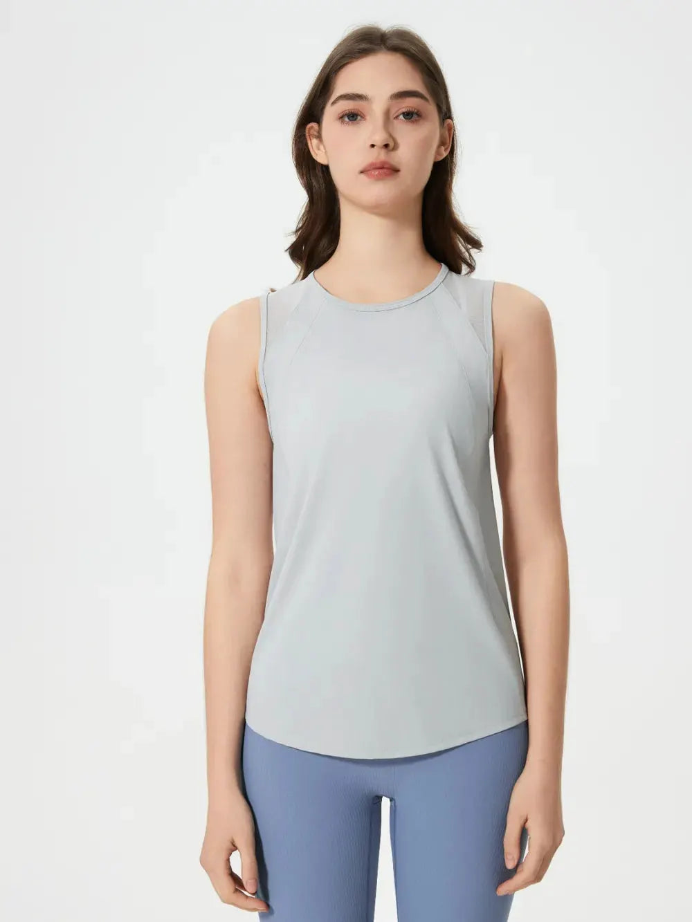 Millennia Cutout Back Round Neck Active Tank by Millennia