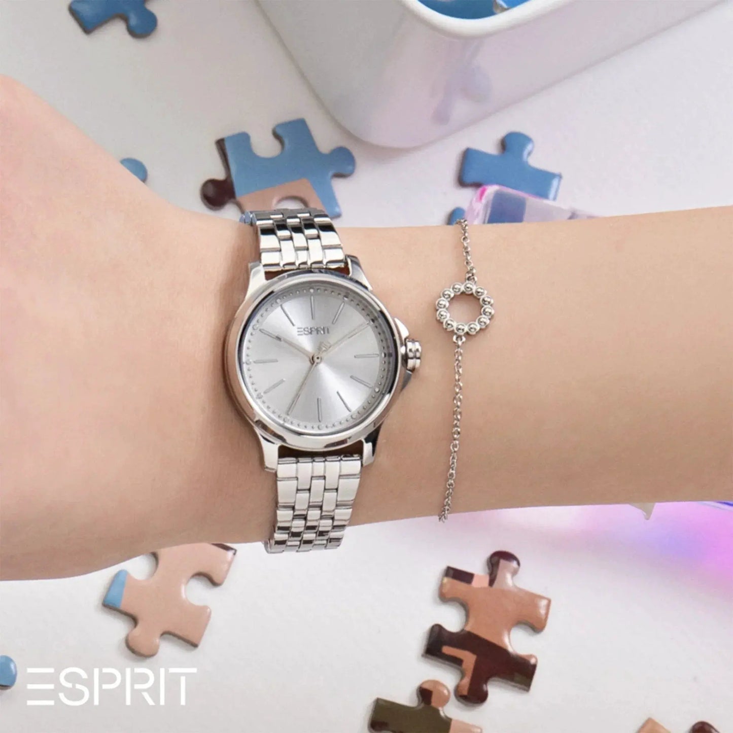 Esprit Women's Silver Stainless Steel Watch, Silver Dial | Es1l190m0025 by ESPRIT