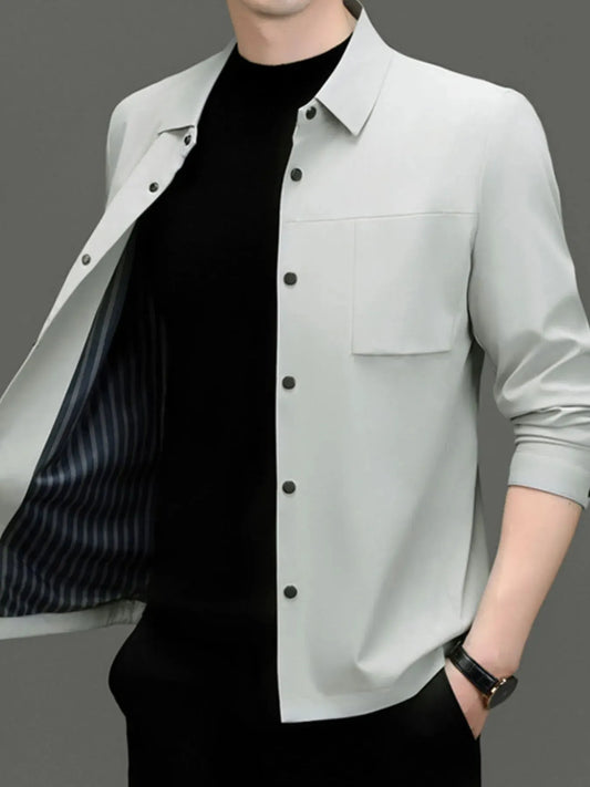 Men's Plus Size Button Up Long Sleeve Jacket by Partner Label
