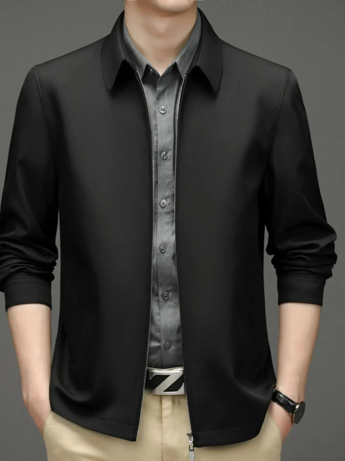 Men's Zip Up Long Sleeve Jacket by Partner Label
