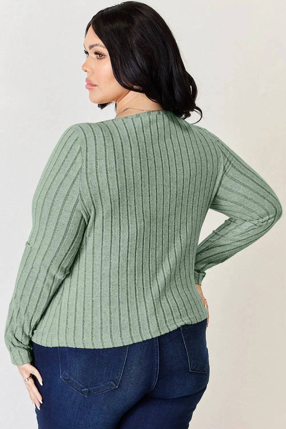 Basic Bae Full Size Ribbed Long Sleeve T‑Shirt | Partner Labels Selection by Partner Label