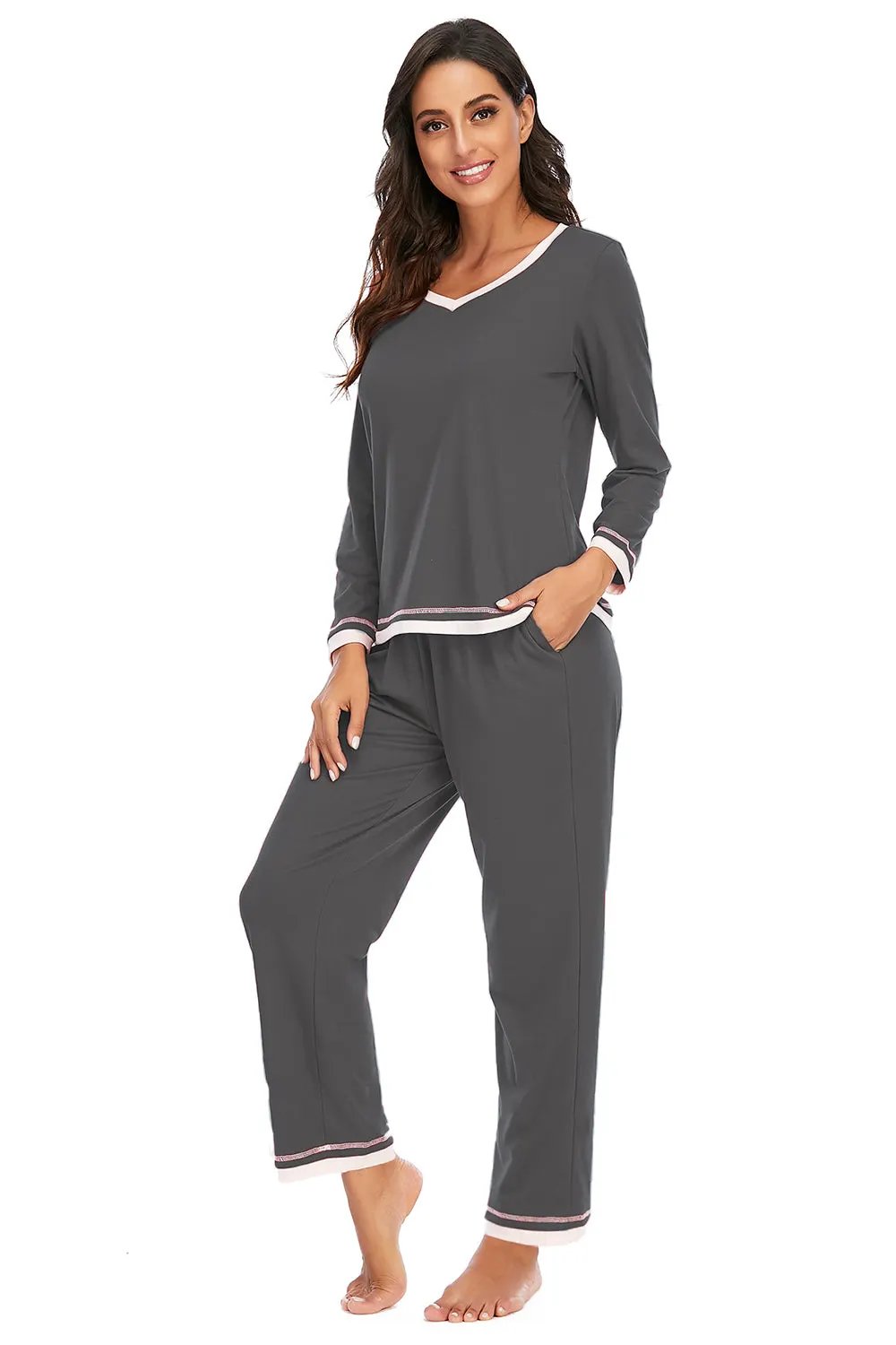 V-Neck Top and Pants Lounge Set by Partner Label