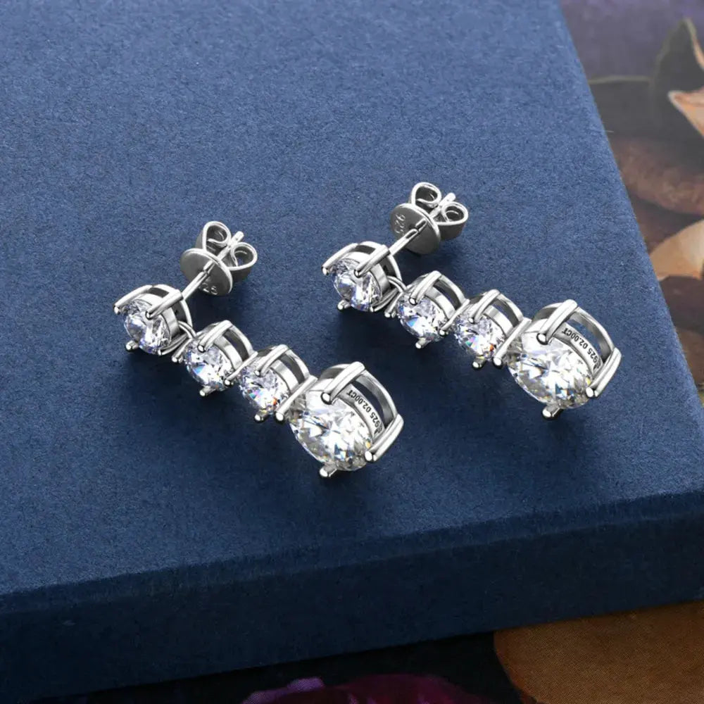 4 Carat Moissanite 925 Sterling Silver Earrings by Partner Label