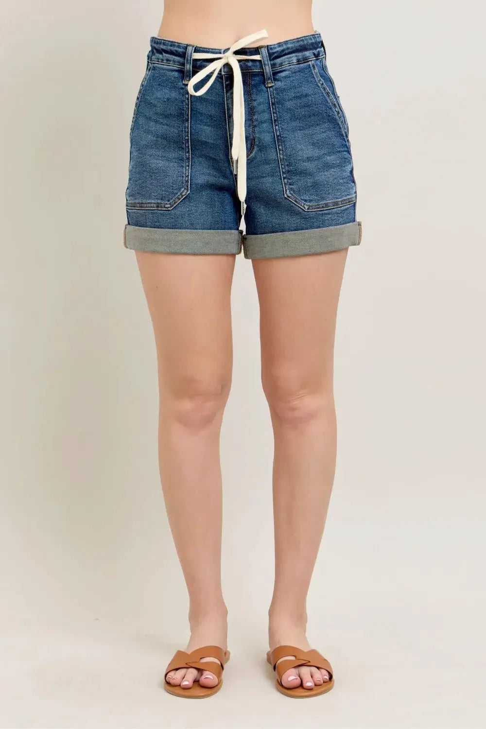 Judy Blue Full Size High Rise Cuff Denim Shorts Plus Size by Judy Blue