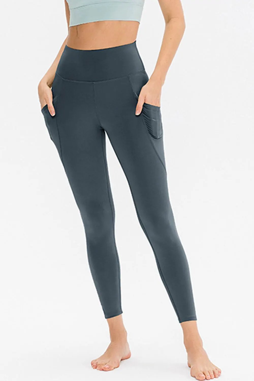 Slim Fit Long Active Leggings with Pockets by Partner Label