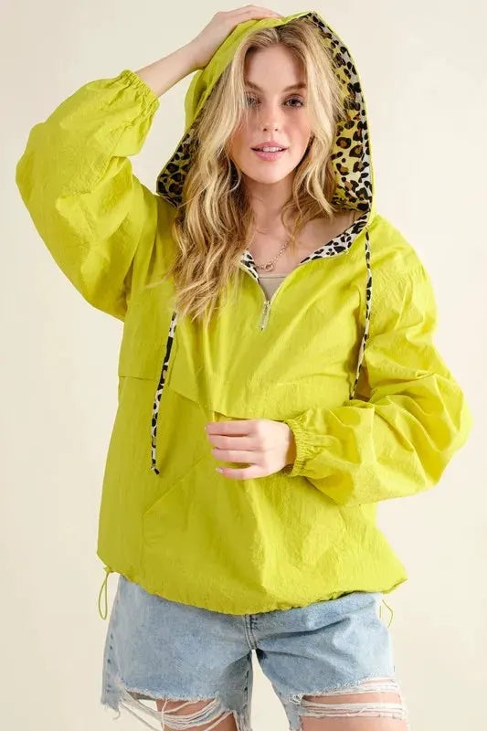 And The Why Leopard Print Hoodie Zipper Up Pocket Windbreaker by And The Why