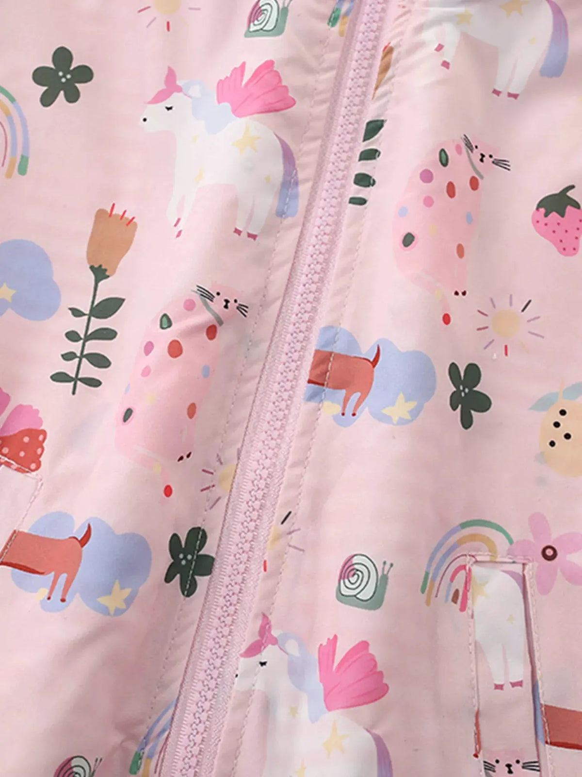 Children's Unicorn and Floral Print Hooded Jacket by Trendsi