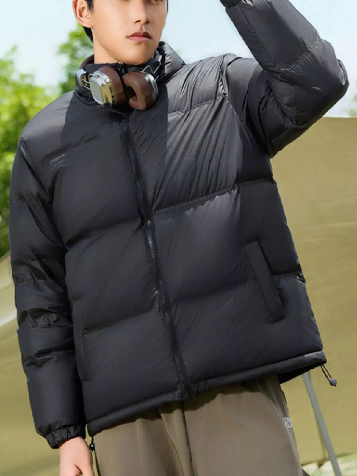Men's Full Size Lightweight Packable Zip Up Puffer Jacket Plus Size by Partner Label