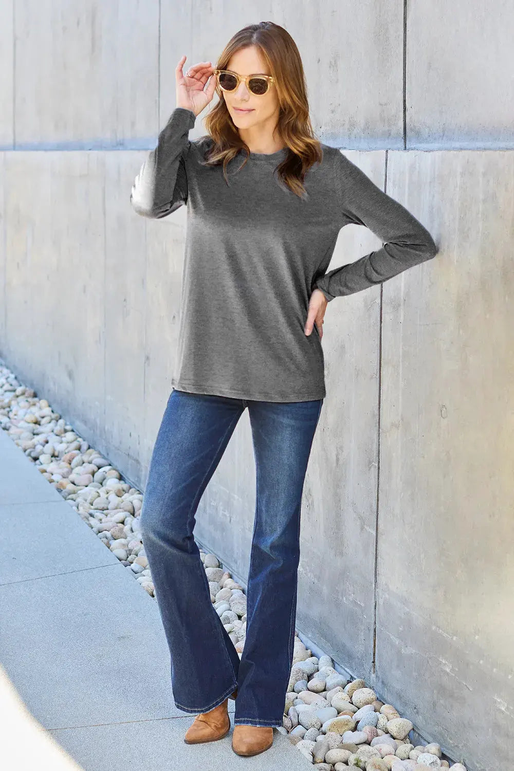 Basic Bae Full Size Round Neck Long Sleeve Top | Partner Labels Selection by Partner Label