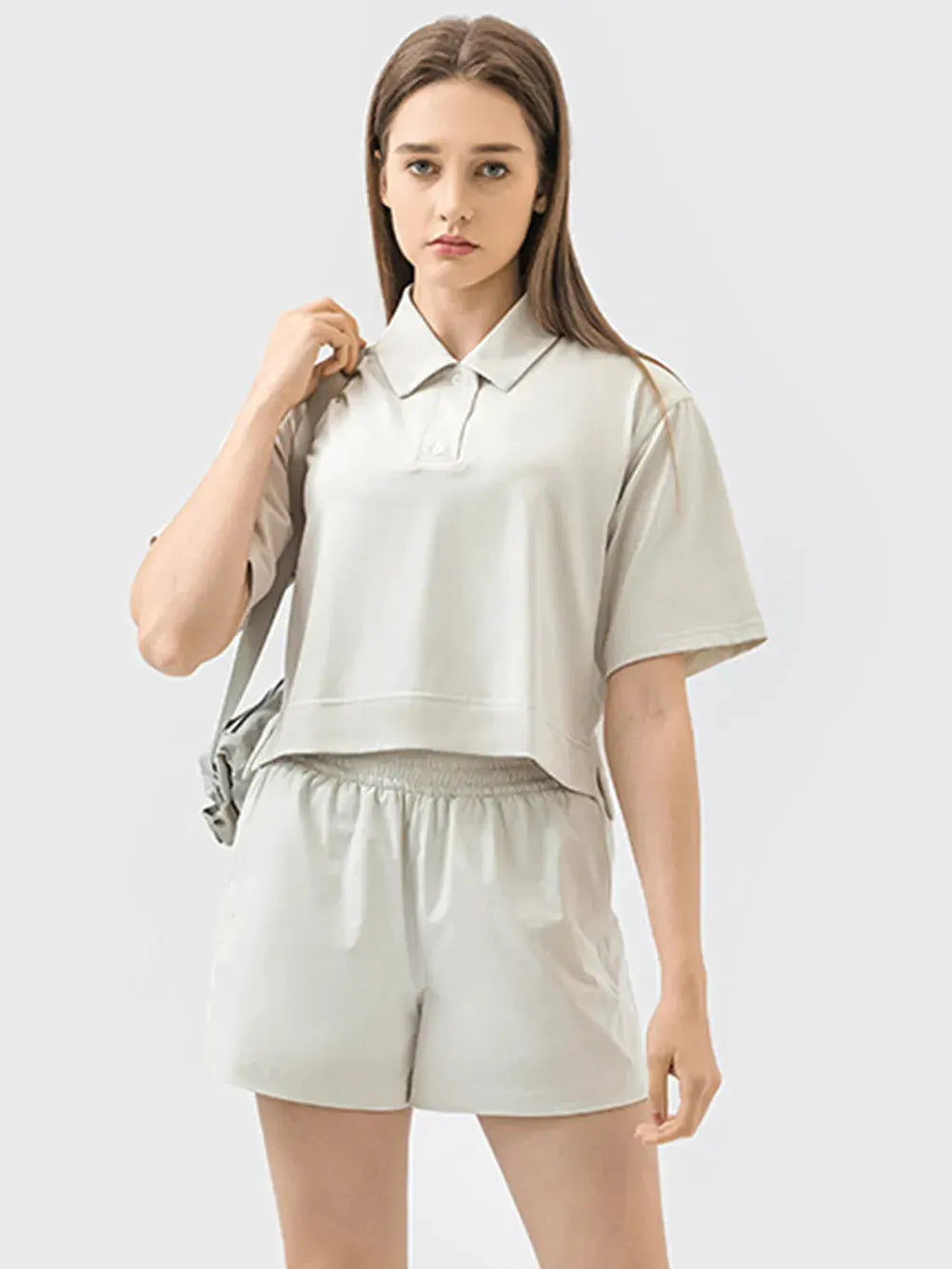 Millennia Half Button Short Sleeve Active T-Shirt by Millennia