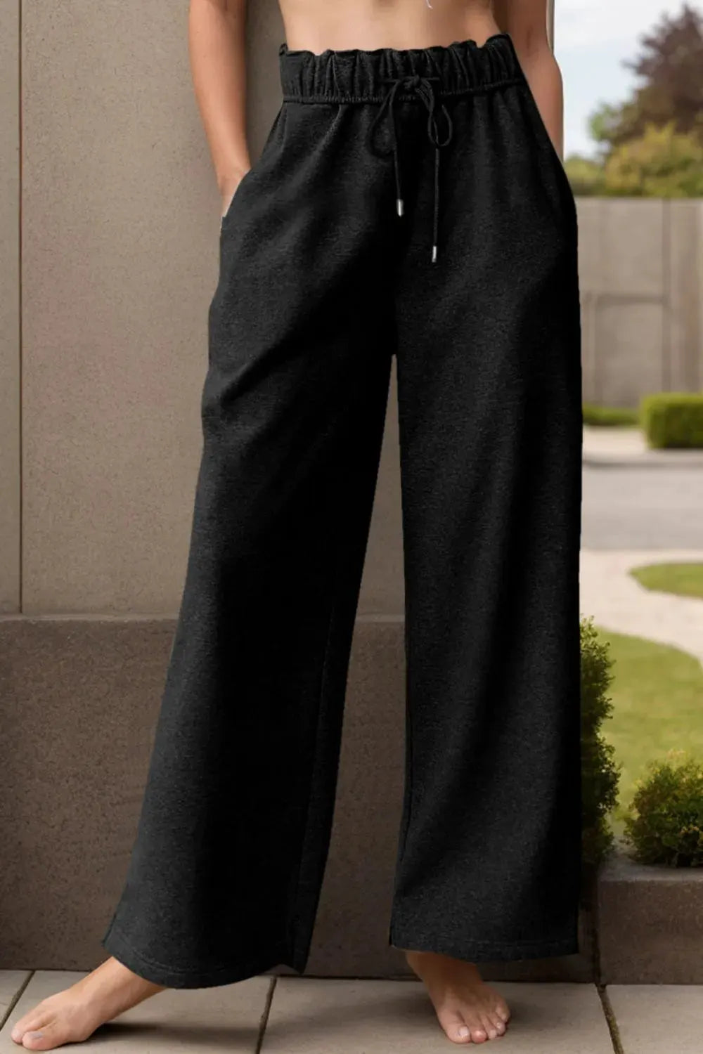 Drawstring Wide Leg Active Pants by Partner Label