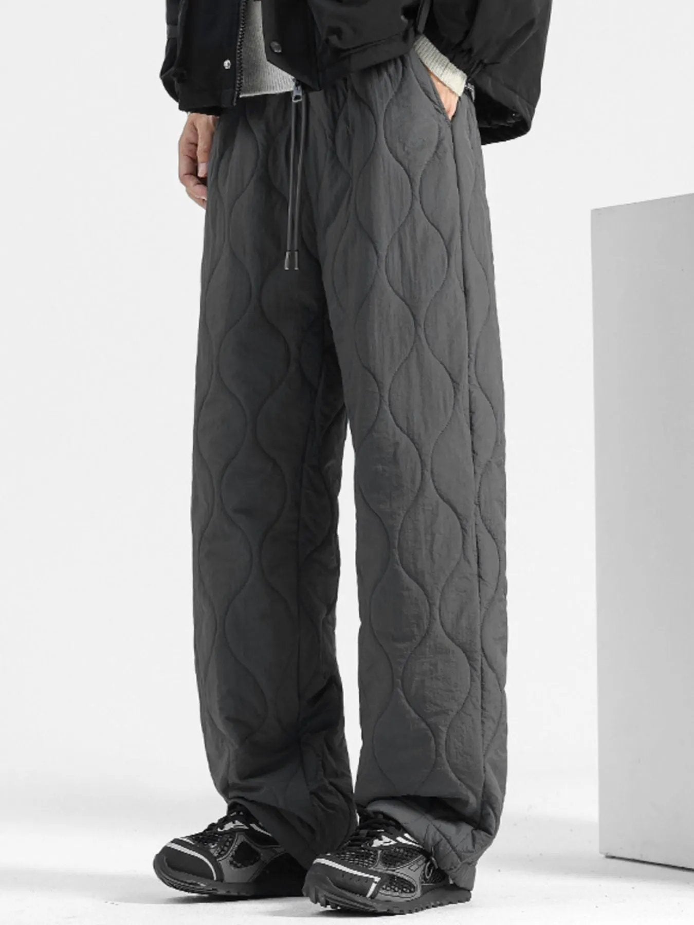 Men's Plus Size Quilted Loose-Fit Pants by Partner Label