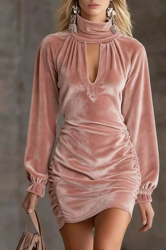 Elegant Velvet Ruched Mini Dress by Partner Label
