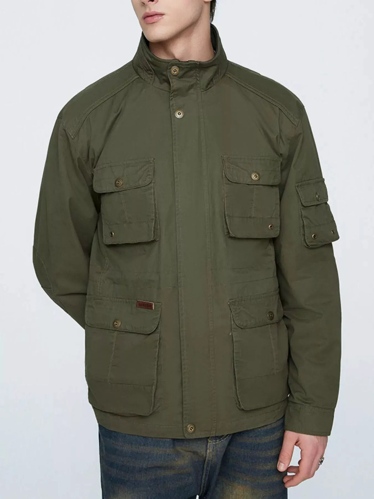 Men's Plus Size Multi-Pocket Zip Up Jacket by Partner Label
