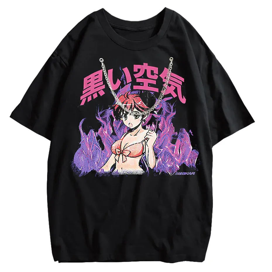 Japanese Anime Girl Oversized Streetwear T-Shirt by Vimost Shop