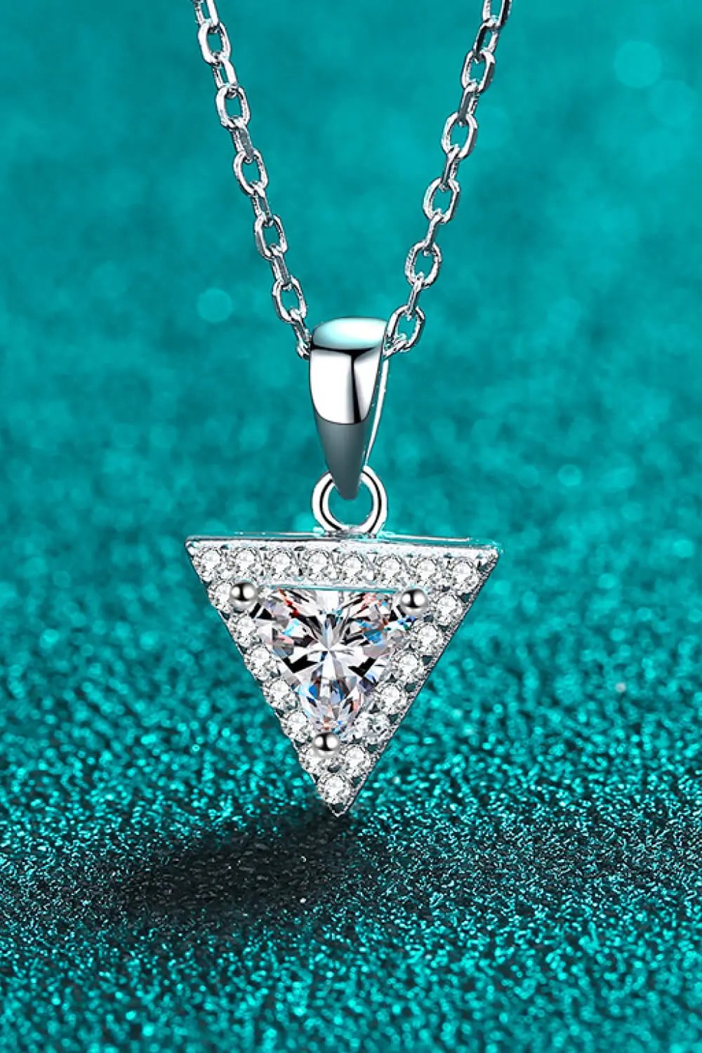 925 sterling silver triangle moissanite pendant necklace by Partner Label