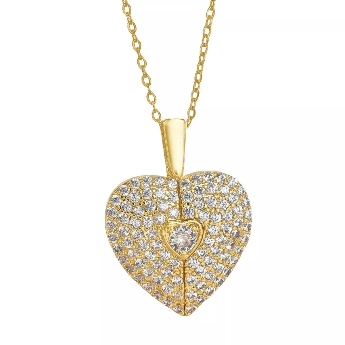 18K Gold-Plated Heart Locket Necklace by Partner Label