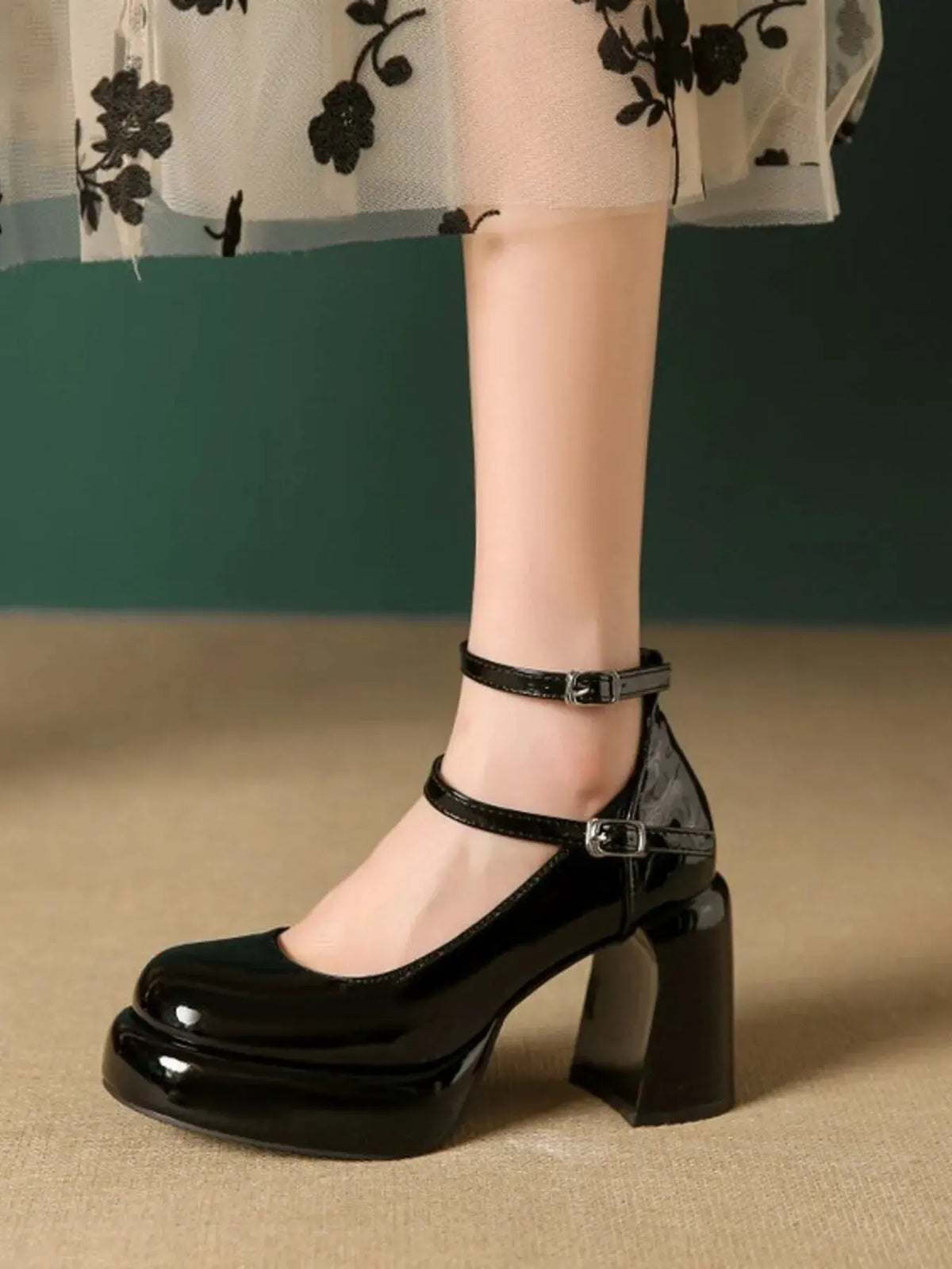 Patent Leather Mary Jane Platform Pumps by Partner Label