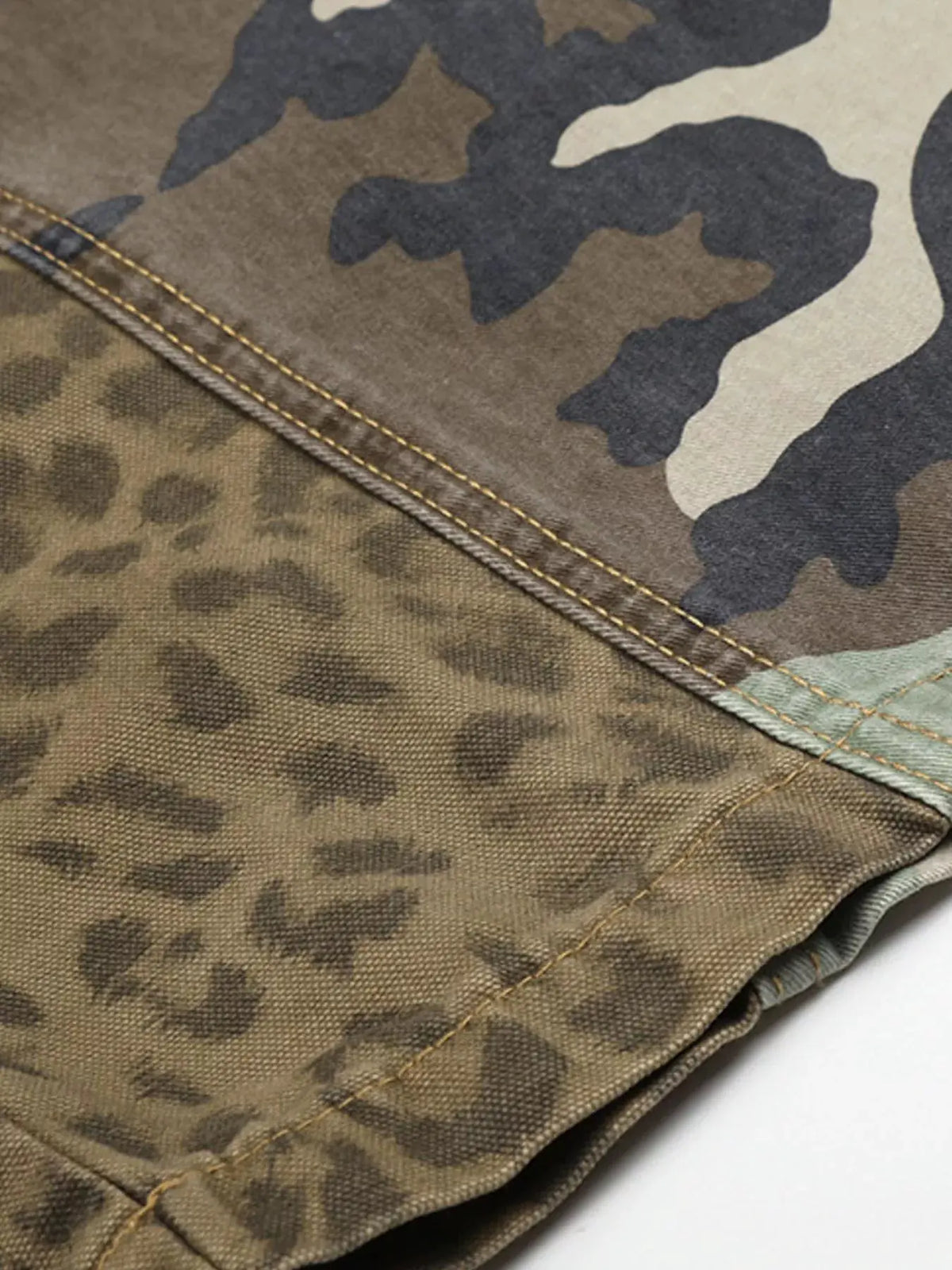 Men's Camouflage Leopard Patchwork Cargo Pants by Partner Label