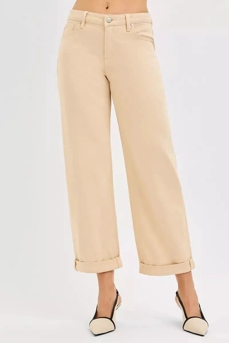 RISEN Tummy Control Mid Rise Ankle Barrel Relaxed Baggy by RISEN