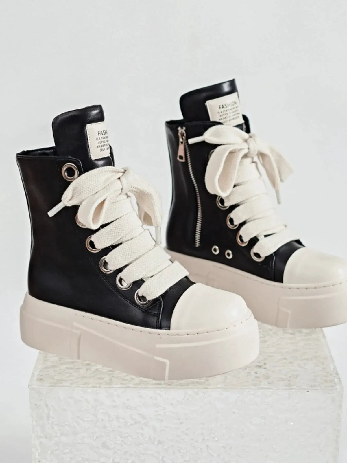 Platform Lace Up Contrast Sneakers by Partner Label