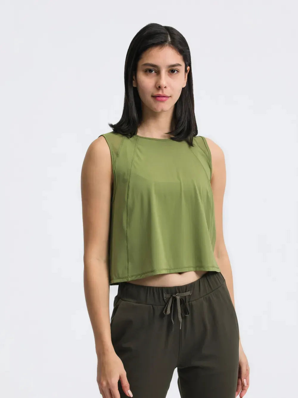 Millennia Round Neck Cropped Active Tank by Millennia