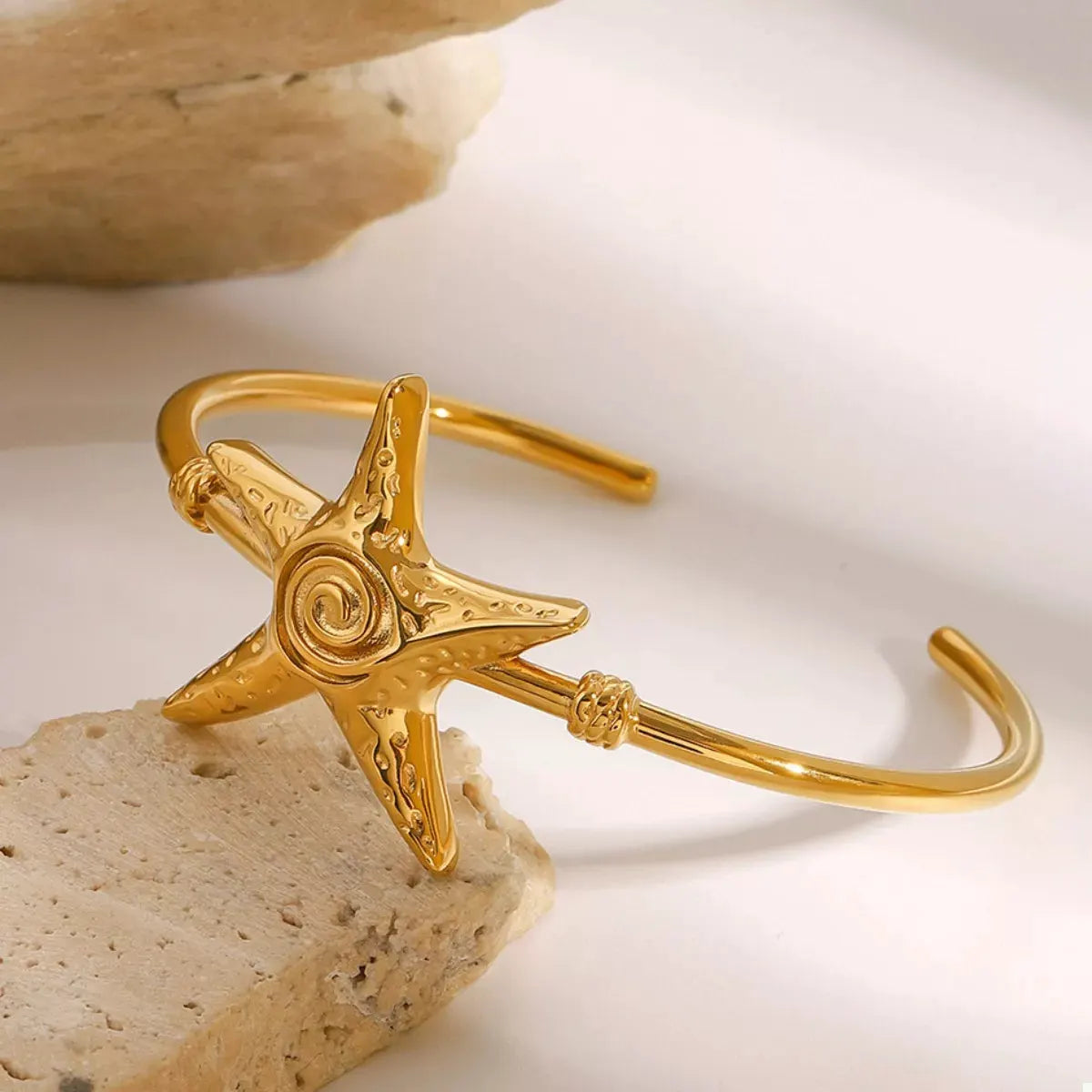 18K Gold-Plated Starfish Open Bracelet by Partner Label